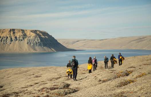 Guests hiking in Radstock Bay, Nunavut in the Canadian High Arctic - Photo by Acacia Johnson
