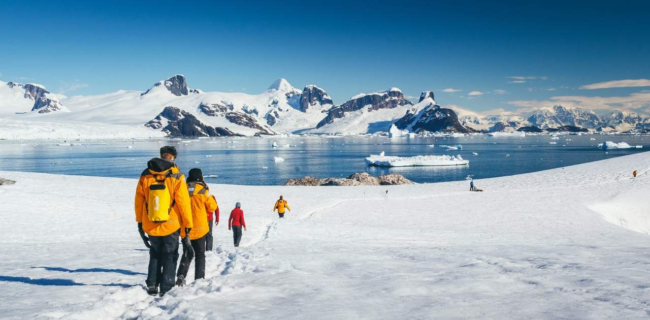 Quark passengers hiking on Petermann Island