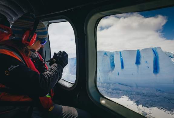 Flightseeing over a tabular iceberg