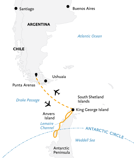 Antarctic Express: Crossing the Circle (Itinerary Map)